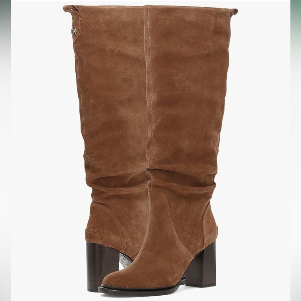 🆕 FRYE Wide Calf Alex Tall Boot Brown Suede Knee High Boho Vintage Style Heel 10 - Picture 3 of 12
